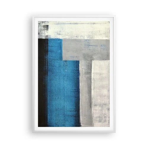 Affiche dans un cadre blanc - Poster - Une composition poétique de gris et de bleu - 70x100 cm