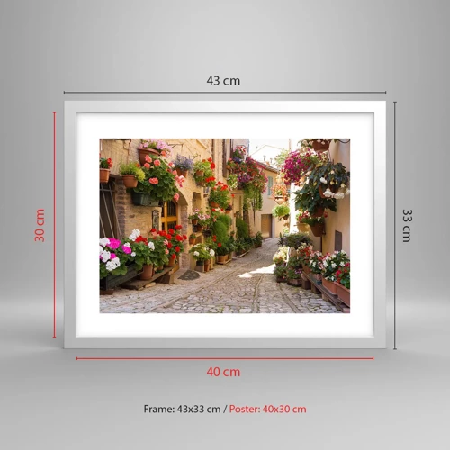 Affiche dans un cadre blanc - Poster - Une inondation de fleurs  - 40x30 cm