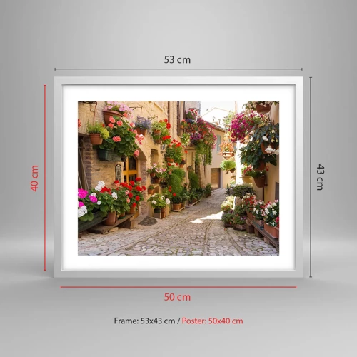 Affiche dans un cadre blanc - Poster - Une inondation de fleurs  - 50x40 cm