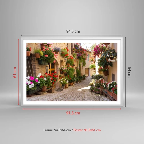 Affiche dans un cadre blanc - Poster - Une inondation de fleurs  - 91x61 cm