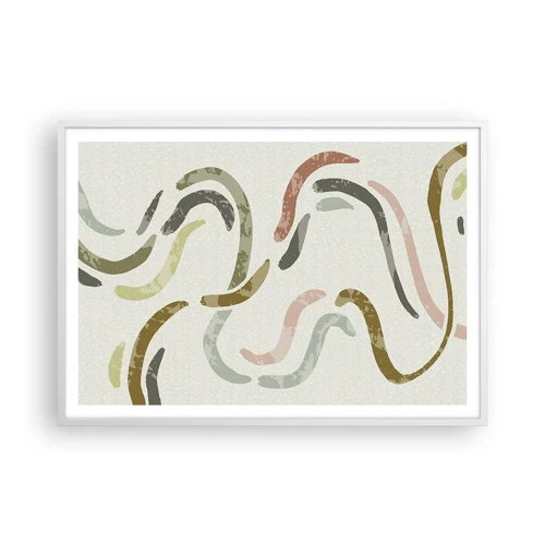 Affiche dans un cadre blanc - Poster - Une joyeuse danse de l'abstraction - 100x70 cm
