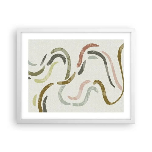 Affiche dans un cadre blanc - Poster - Une joyeuse danse de l'abstraction - 50x40 cm