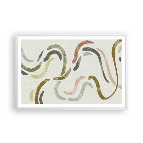 Affiche dans un cadre blanc - Poster - Une joyeuse danse de l'abstraction - 91x61 cm