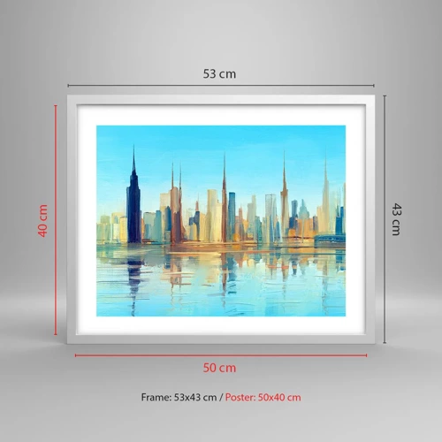 Affiche dans un cadre blanc - Poster - Une métropole ensoleillée - 50x40 cm