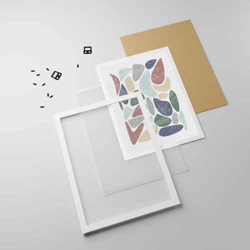 Affiche dans un cadre blanc - Poster - Une mosaïque de couleurs poudrées - 40x50 cm