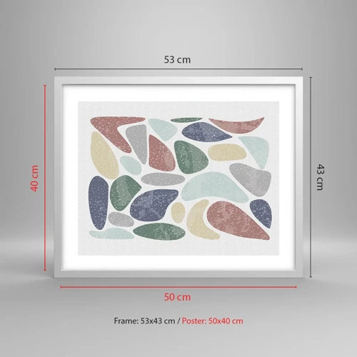 Affiche dans un cadre blanc - Poster - Une mosaïque de couleurs poudrées - 50x40 cm