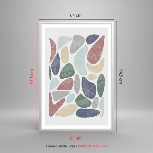 Affiche dans un cadre blanc - Poster - Une mosaïque de couleurs poudrées - 61x91 cm