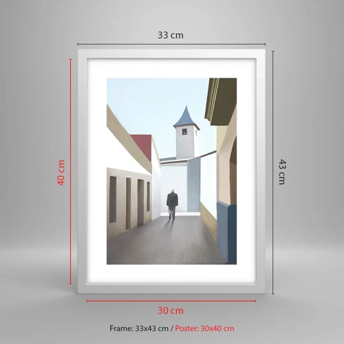 Affiche dans un cadre blanc - Poster - Une promenade ensoleillée - 30x40 cm