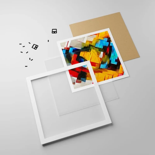 Affiche dans un cadre blanc - Poster - Une superposition multicolore - 40x40 cm