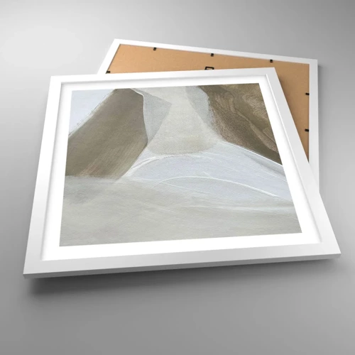 Affiche dans un cadre blanc - Poster - Une vague de blanc - 40x40 cm