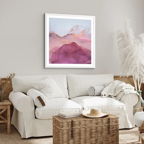 Affiche dans un cadre blanc - Poster - Vagues lilas et violettes - 60x60 cm
