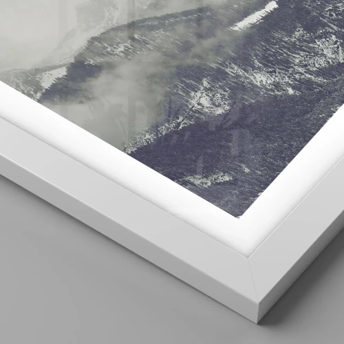 Affiche dans un cadre blanc - Poster - Vallée brumeuse - 70x50 cm