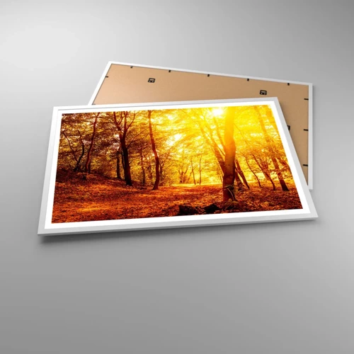 Affiche dans un cadre blanc - Poster - Vers la clairière dorée - 91x61 cm