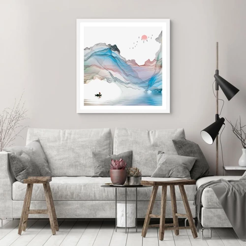 Affiche dans un cadre blanc - Poster - Vers les montagnes de cristal - 30x30 cm