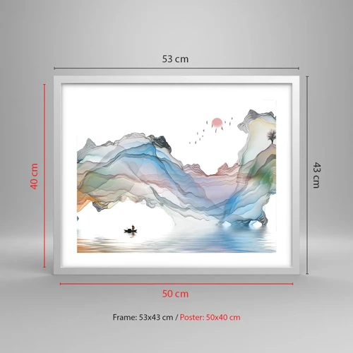 Affiche dans un cadre blanc - Poster - Vers les montagnes de cristal - 50x40 cm