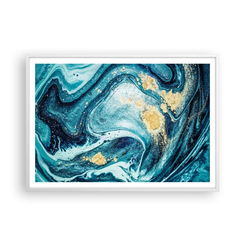 Affiche dans un cadre blanc - Poster - Vortex bleu - 100x70 cm