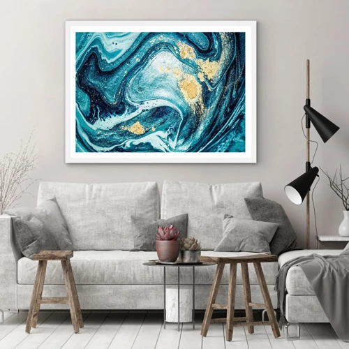 Affiche dans un cadre blanc - Poster - Vortex bleu - 100x70 cm