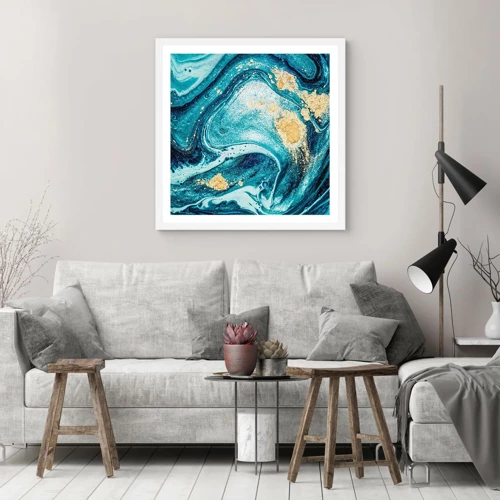 Affiche dans un cadre blanc - Poster - Vortex bleu - 30x30 cm