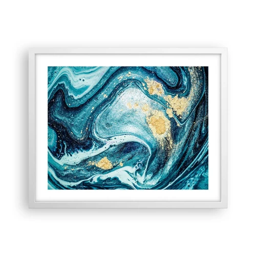 Affiche dans un cadre blanc - Poster - Vortex bleu - 50x40 cm