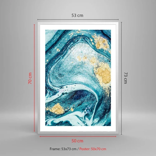 Affiche dans un cadre blanc - Poster - Vortex bleu - 50x70 cm