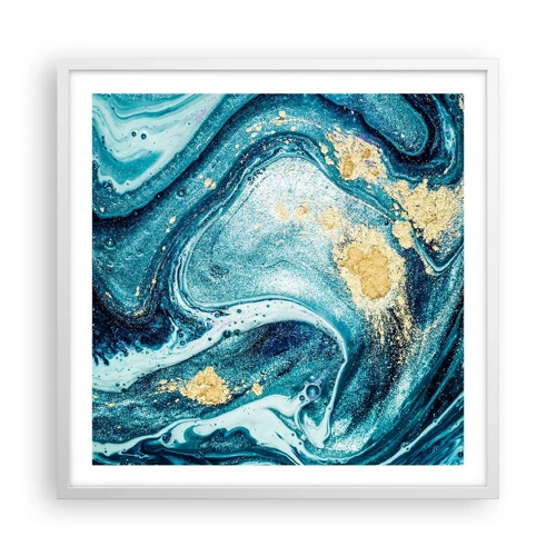 Affiche dans un cadre blanc - Poster - Vortex bleu - 60x60 cm