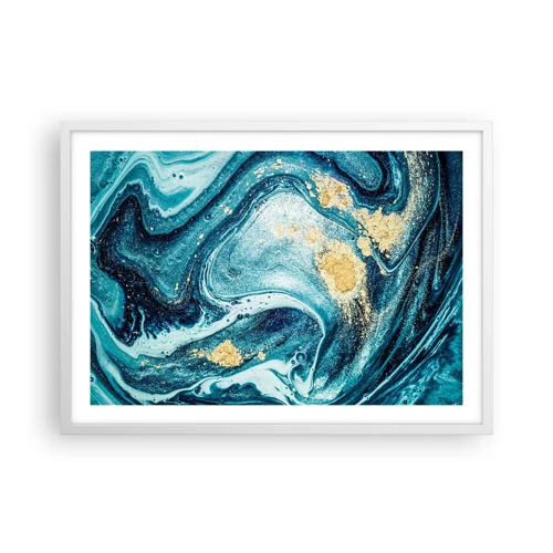 Affiche dans un cadre blanc - Poster - Vortex bleu - 70x50 cm