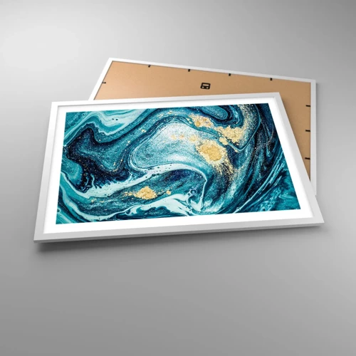 Affiche dans un cadre blanc - Poster - Vortex bleu - 70x50 cm