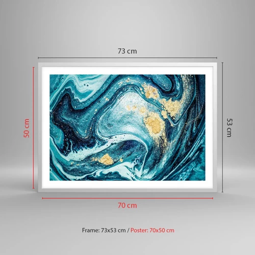 Affiche dans un cadre blanc - Poster - Vortex bleu - 70x50 cm