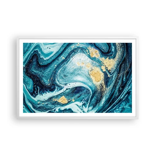 Affiche dans un cadre blanc - Poster - Vortex bleu - 91x61 cm