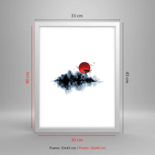 Affiche dans un cadre blanc - Poster - Vue japonnaise - 30x40 cm