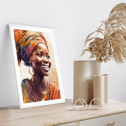 Affiche dans un cadre blanc - Poster - reine africaine - 40x50 cm