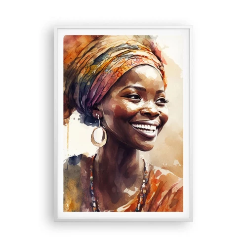 Affiche dans un cadre blanc - Poster - reine africaine - 70x100 cm