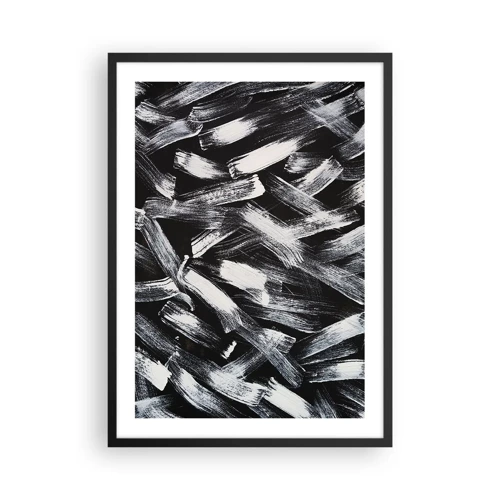 Affiche dans un cadre noir Arttor 50x70 cm - L'abstraction dans l'esprit industriel - Morceau, Moderne, Brossage, Blanc, Noir, Horizontal, P2BPA50x70-5878