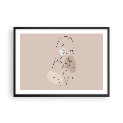 Affiche dans un cadre noir Arttor 70x50 cm - Icone féminin - Abstraction, Femme, Graphique, Art, Linéaire, Pour le salon, Pour la chambre, Blanc, Marron, Horizontal, P2BAA70x50-4766
