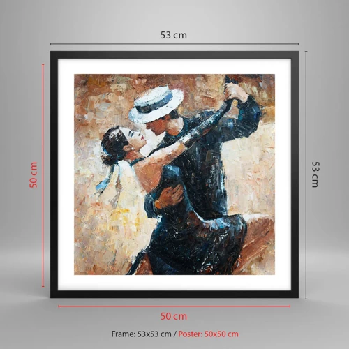Affiche dans un cadre noir - Poster - À la Rudolf Valentino - 50x50 cm