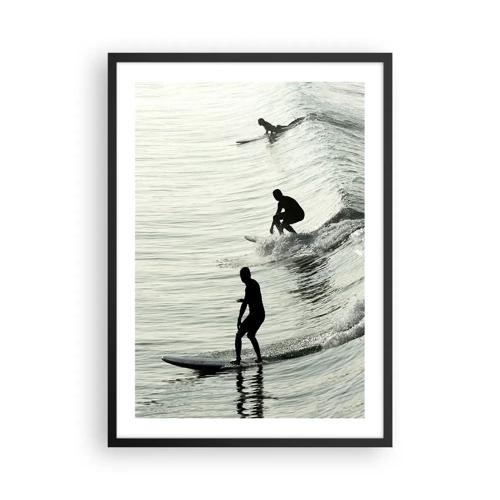 Affiche dans un cadre noir - Poster - A la rencontre de la vague - 50x70 cm