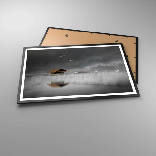 Affiche dans un cadre noir - Poster - A l'abri de la pluie - 91x61 cm