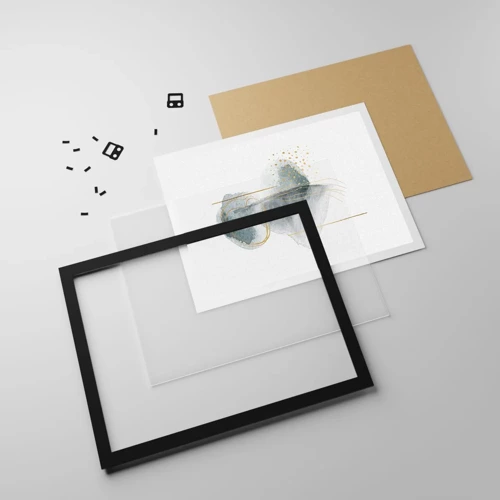 Affiche dans un cadre noir - Poster - À propos de la relation entre le gris et l'or - 100x70 cm