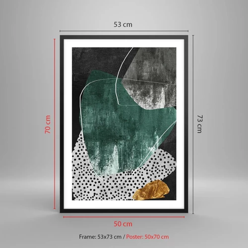 Affiche dans un cadre noir - Poster - Abstraction colorée avec feuille d'or - 50x70 cm