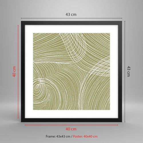 Affiche dans un cadre noir - Poster - Abstraction complexe de blanc - 40x40 cm