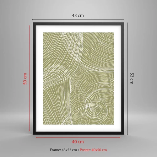 Affiche dans un cadre noir - Poster - Abstraction complexe de blanc - 40x50 cm