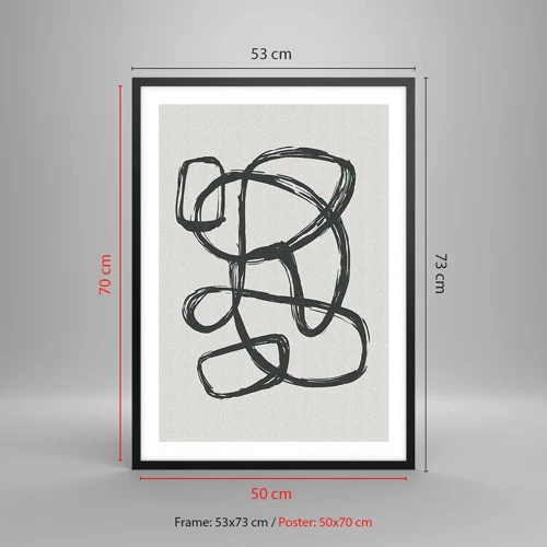 Affiche dans un cadre noir - Poster - Abstraction en boucle - 50x70 cm