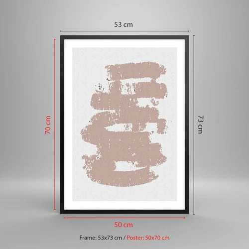 Affiche dans un cadre noir - Poster - Abstraction en rose tendre - 50x70 cm