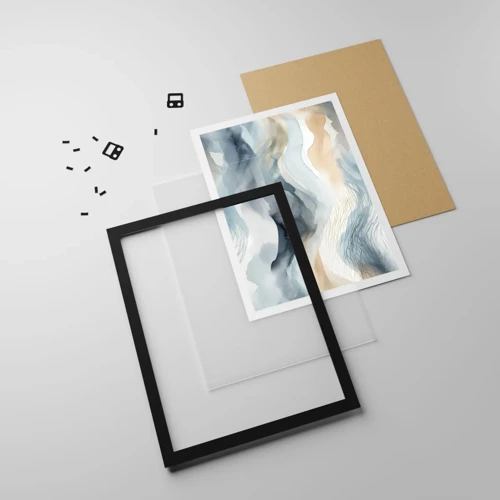Affiche dans un cadre noir - Poster - Abstraction enneigée et brumeuse - 61x91 cm