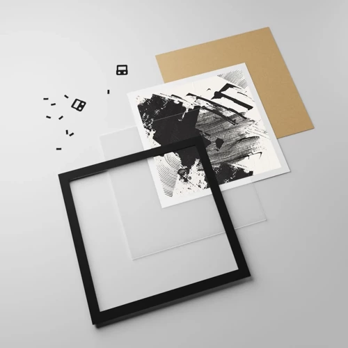 Affiche dans un cadre noir - Poster - Abstraction – expression du noir - 30x30 cm
