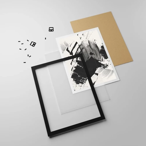 Affiche dans un cadre noir - Poster - Abstraction – expression du noir - 40x50 cm