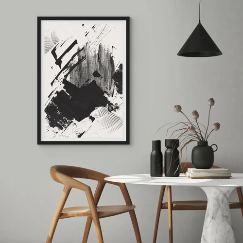 Affiche dans un cadre noir - Poster - Abstraction – expression du noir - 61x91 cm