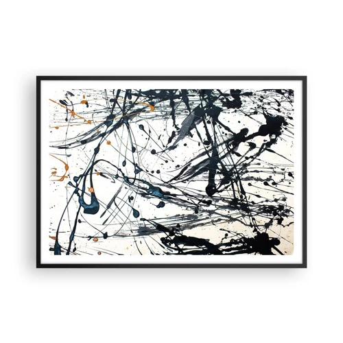 Affiche dans un cadre noir - Poster - Abstraction expressionniste - 100x70 cm