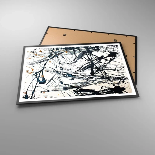 Affiche dans un cadre noir - Poster - Abstraction expressionniste - 100x70 cm