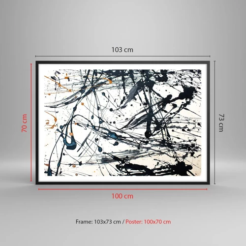 Affiche dans un cadre noir - Poster - Abstraction expressionniste - 100x70 cm